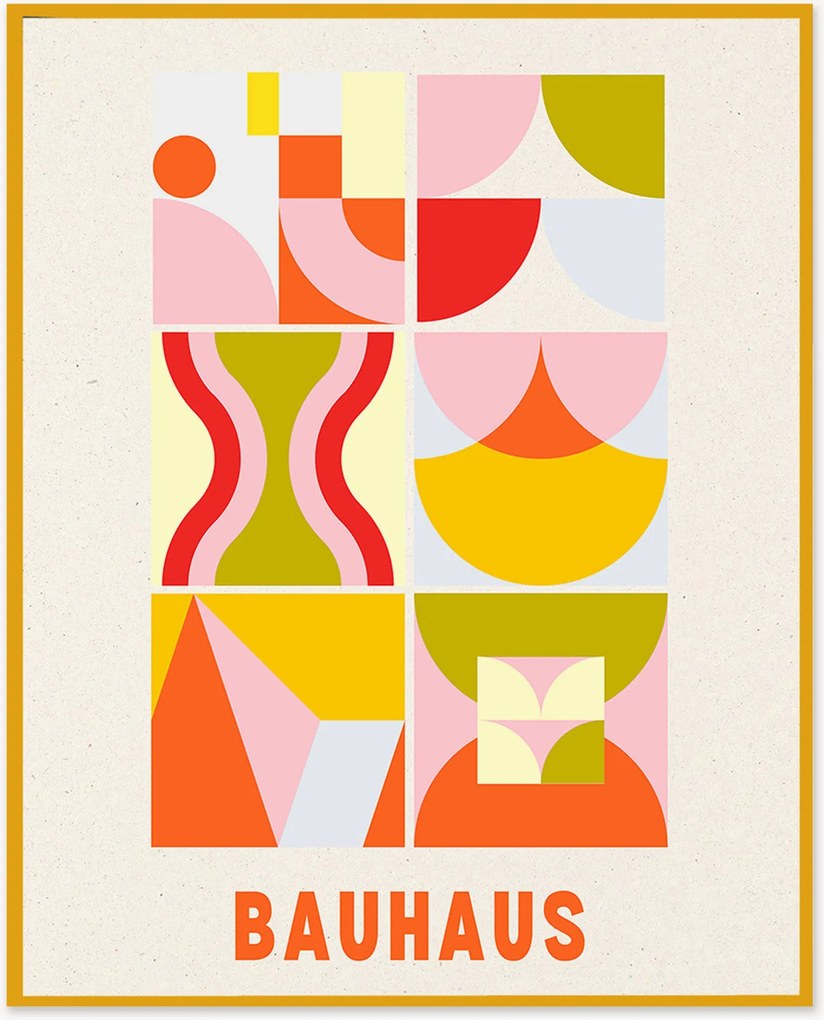 Stampa digitale incorniciata Bauhaus in arancione