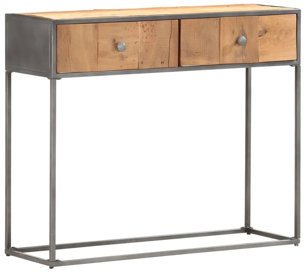 Tavolo Consolle 90x30x75 Cm İn Legno Massello Di Recupero /