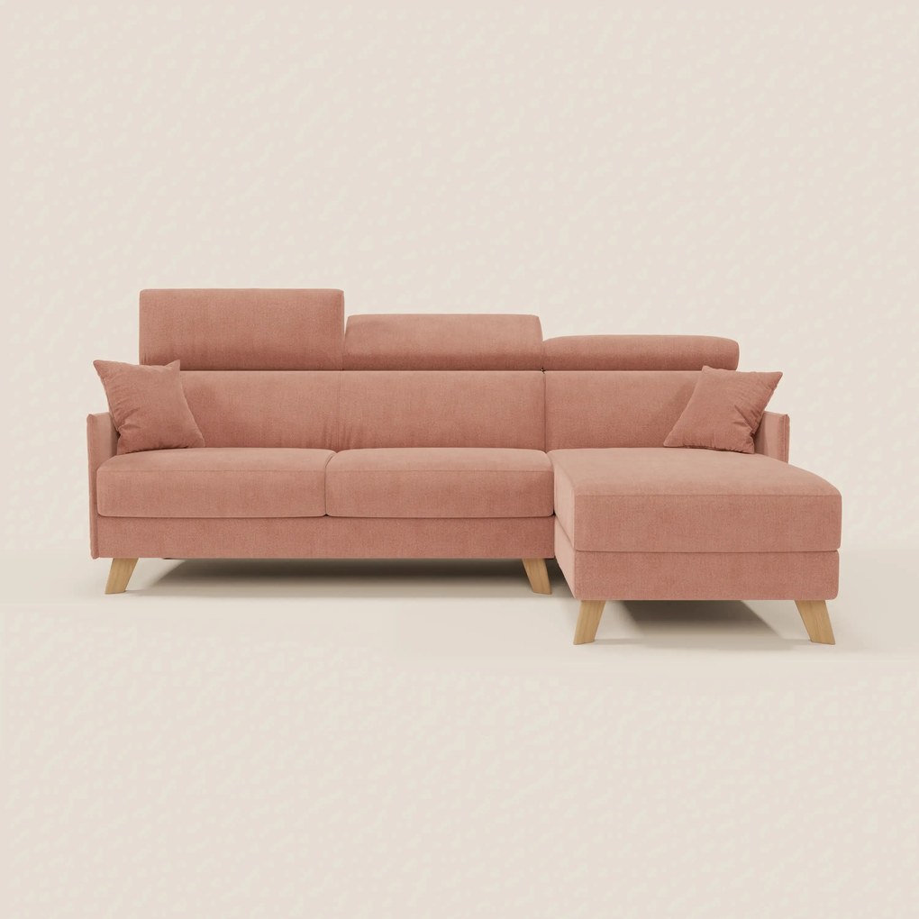 Sole Divano letto matrimoniale angolare con penisola contenitore e poggiatesta reclinabili - tessuto smacchiabile T23