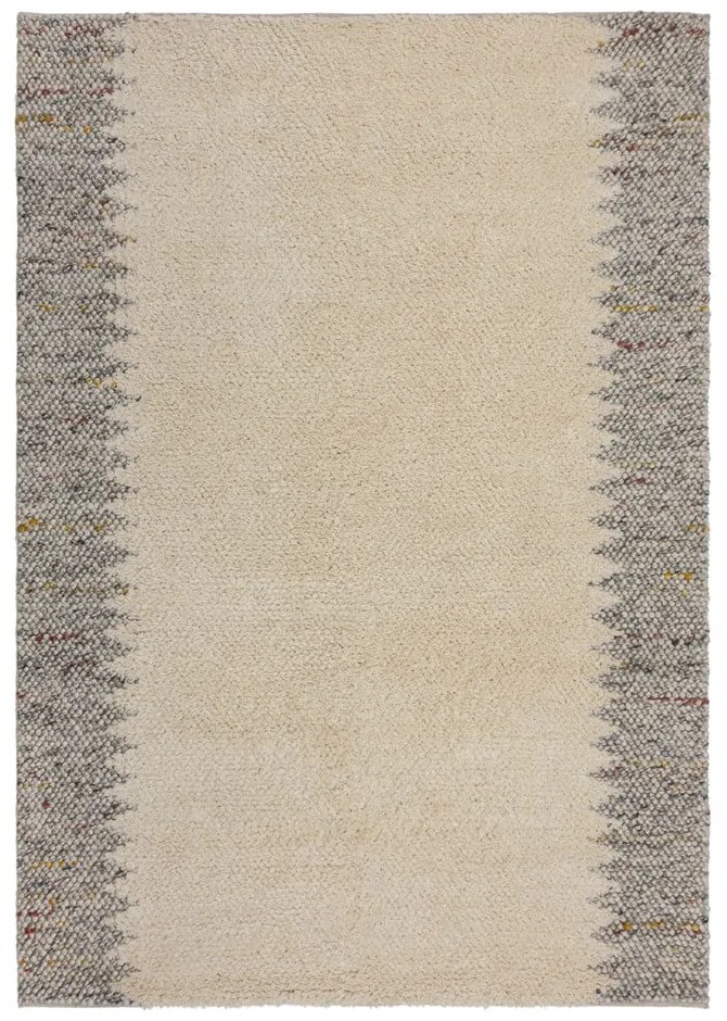 Tappeto grigio e crema tessuto a mano con lana 120x170 cm Minerals Border - Flair Rugs