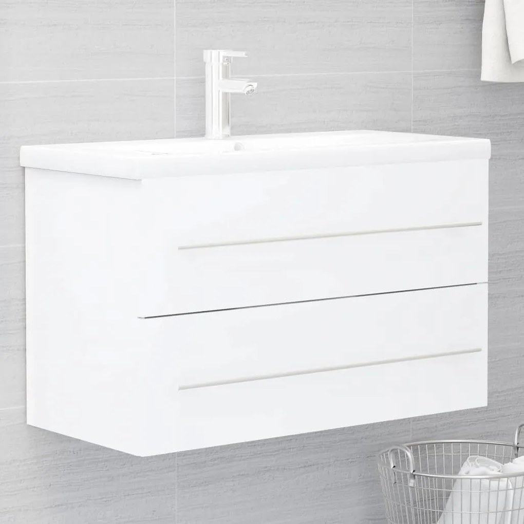 Mobile Lavabo Bianco 80x38,5x48 Cm İn Legno Multistrato /