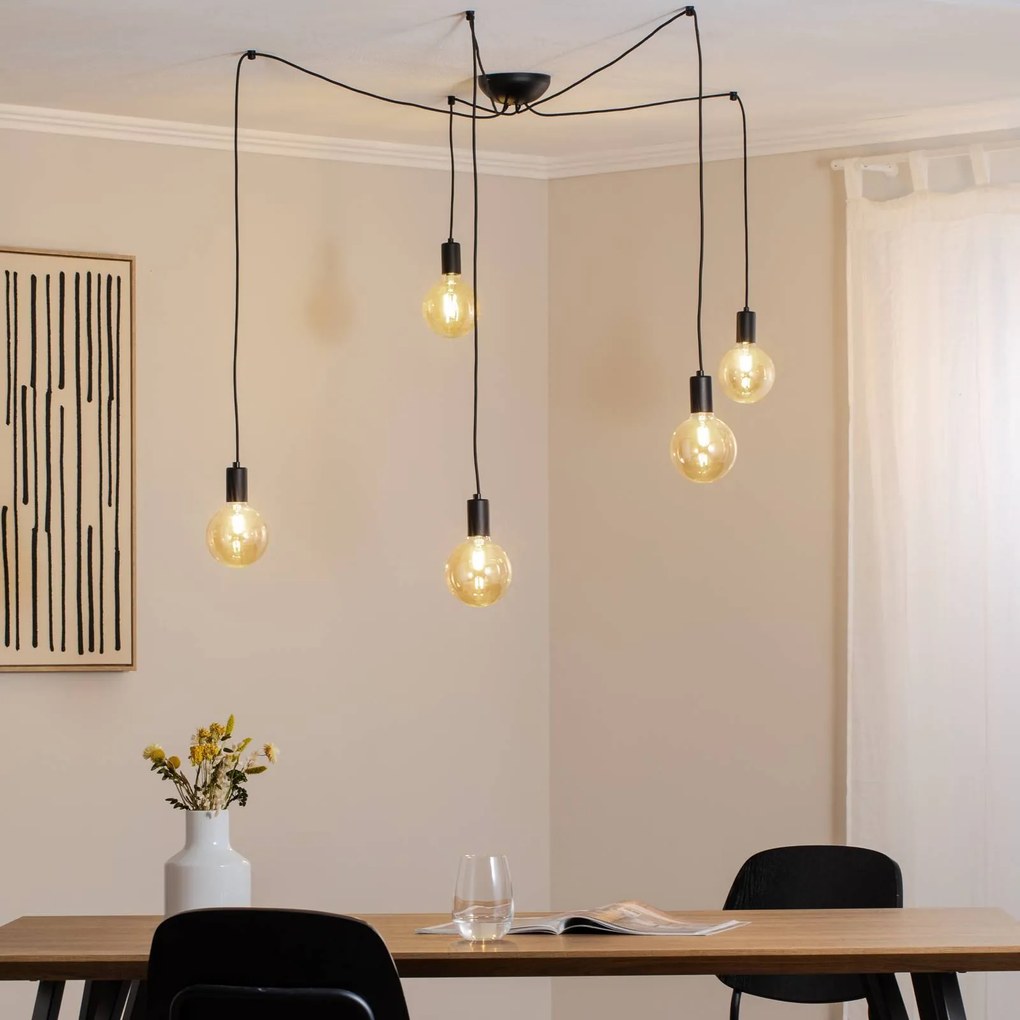 Nowodvorski Lighting Lampada a sospensione Spider in nero, 5 luci