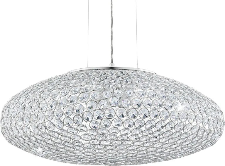 Lampadario Neoclassico Clemente grigio paralume cromo 3x E27 Ø54cm EGLO