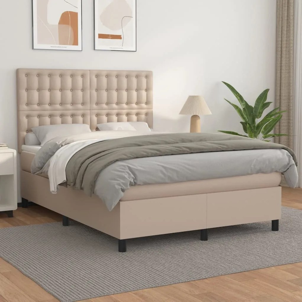 Giroletto A Molle Con Materasso Cappuccino 140x190cm Similpelle /