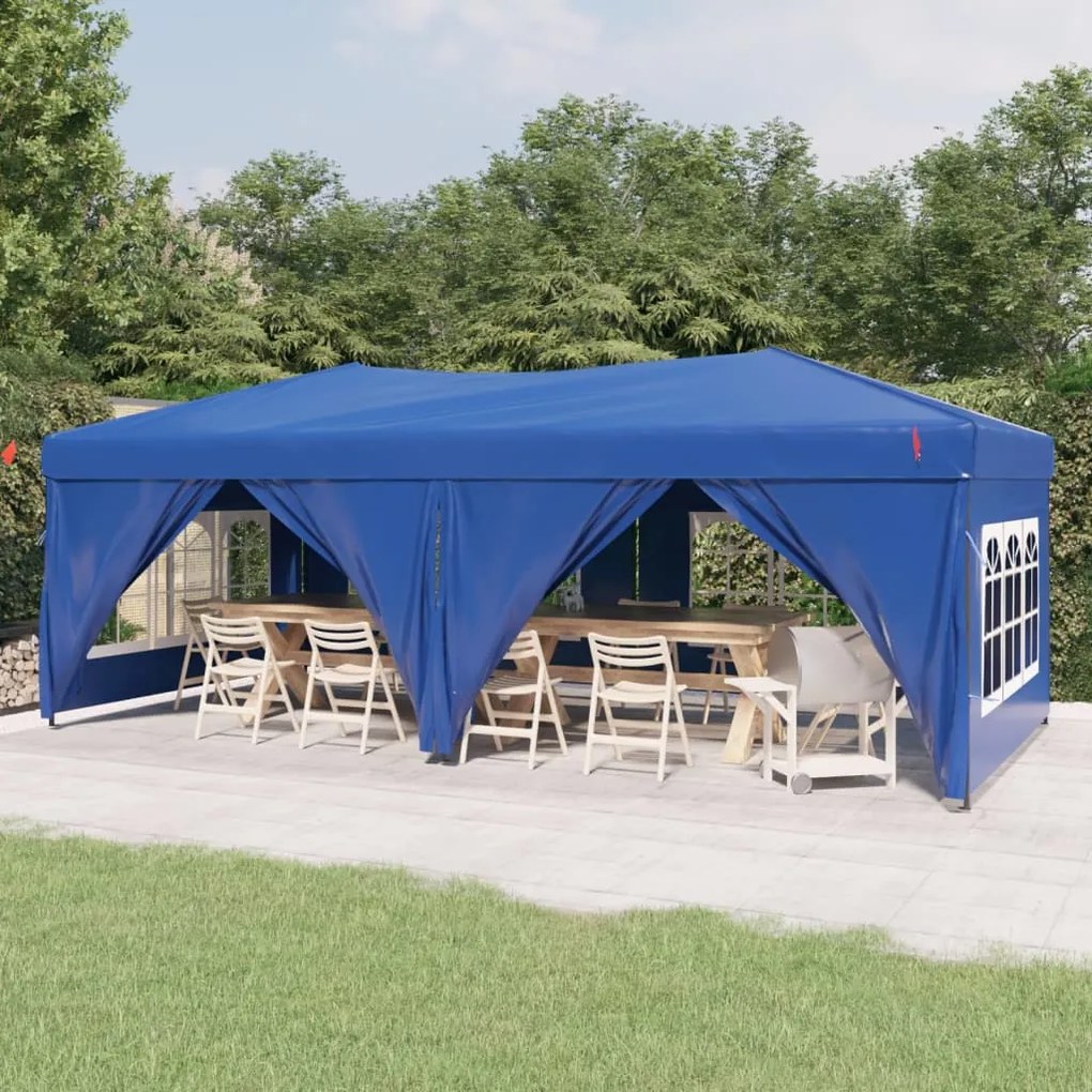 Tenda Per Feste Pieghevole Con Pareti Laterali Blu 3x6 M /