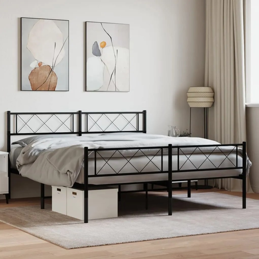Giroletto Senza Materaso Con Pediera İn Metallo Nero 160x200 Cm /