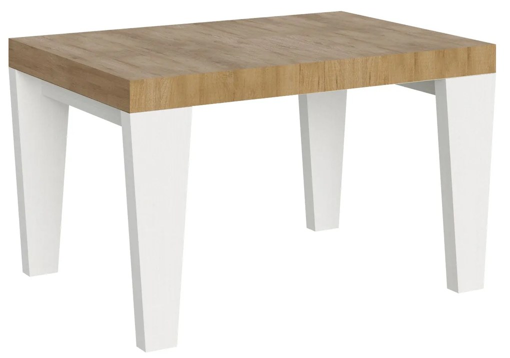 Tavolo allungabile Spimbo Mix piano e gambe in diverse finiture, Quercia Natura / Bianco Frassino / 90x130/234 cm