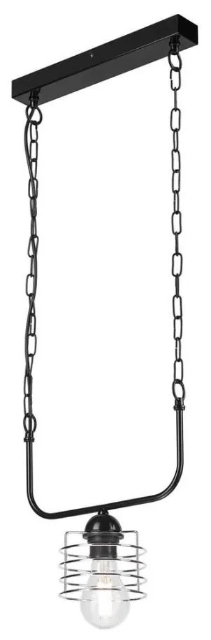 Lampadario a sospensione con catena MORGAN 1xE27/60W/230V nero/cromo