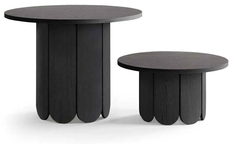 Tavolino da salotto rotondo nero con effetto rovere ø 78 cm Soft – Woodman