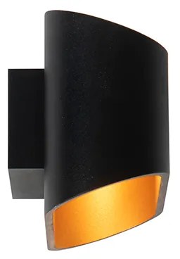 Applique da parete moderna nera con interno dorato ovale - Alone