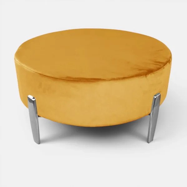 Pouf Rotondo in Velluto Senape con Piedini 70 cm - Giotto