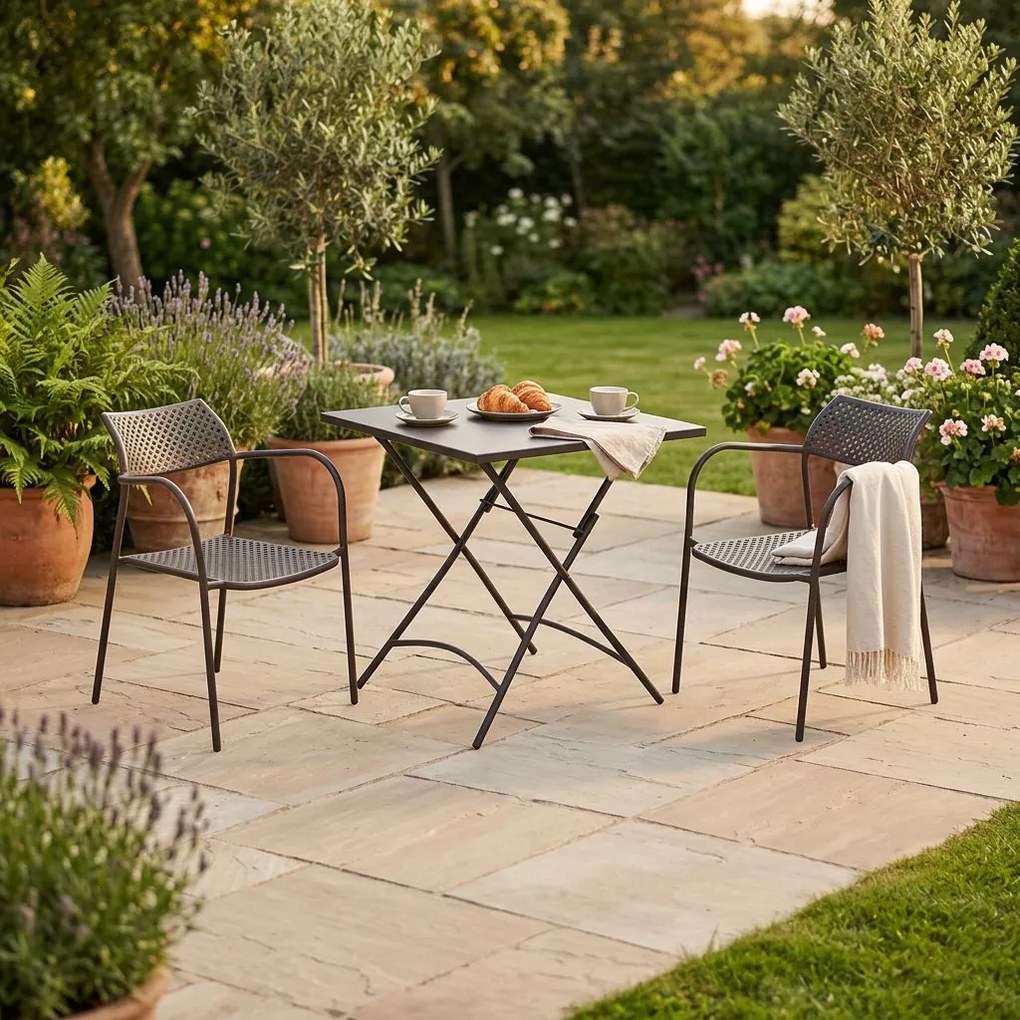 ROMANUS - set tavolo in metallo cm 70 x 70 x 72 h con 2 poltrone Aviim