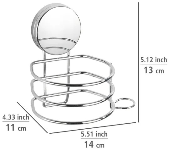 WENKO 24857100-Supporto per asciugacapelli STATIC-LOC + OSIMO 14x13 cm cromo lucido