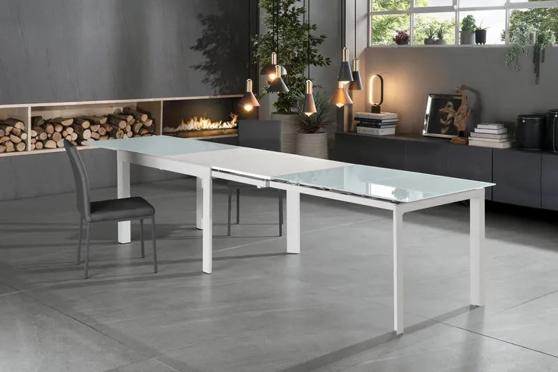Tavolo rettangolare allungabile 120 x 75 Top bianco extrawhite e gambe bianche - Executive