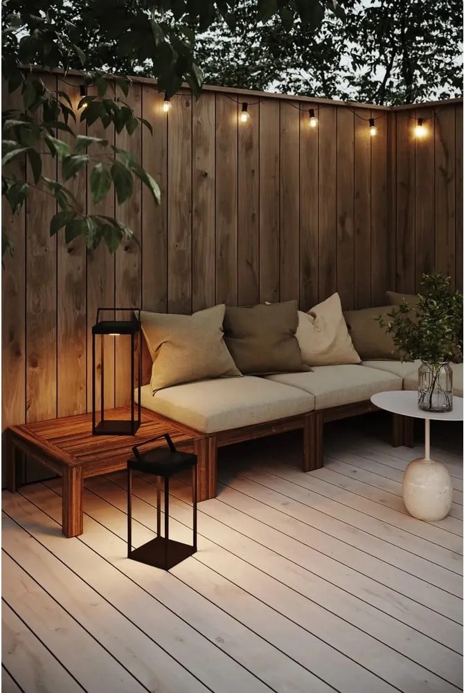 Lanterna a LED nera con alimentazione a pannelli solari e con ricarica USB da esterno (altezza totale 42 cm) Pure – Markslöjd