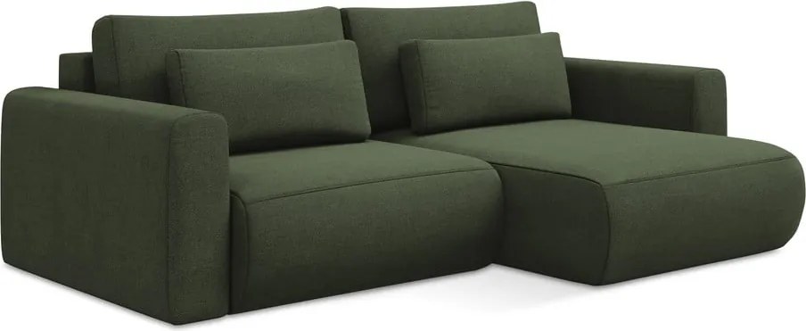 Divano angolare color kaki allungabile/con contenitore (con penisola a destra/con chaise lounge) Kapua – Makamii