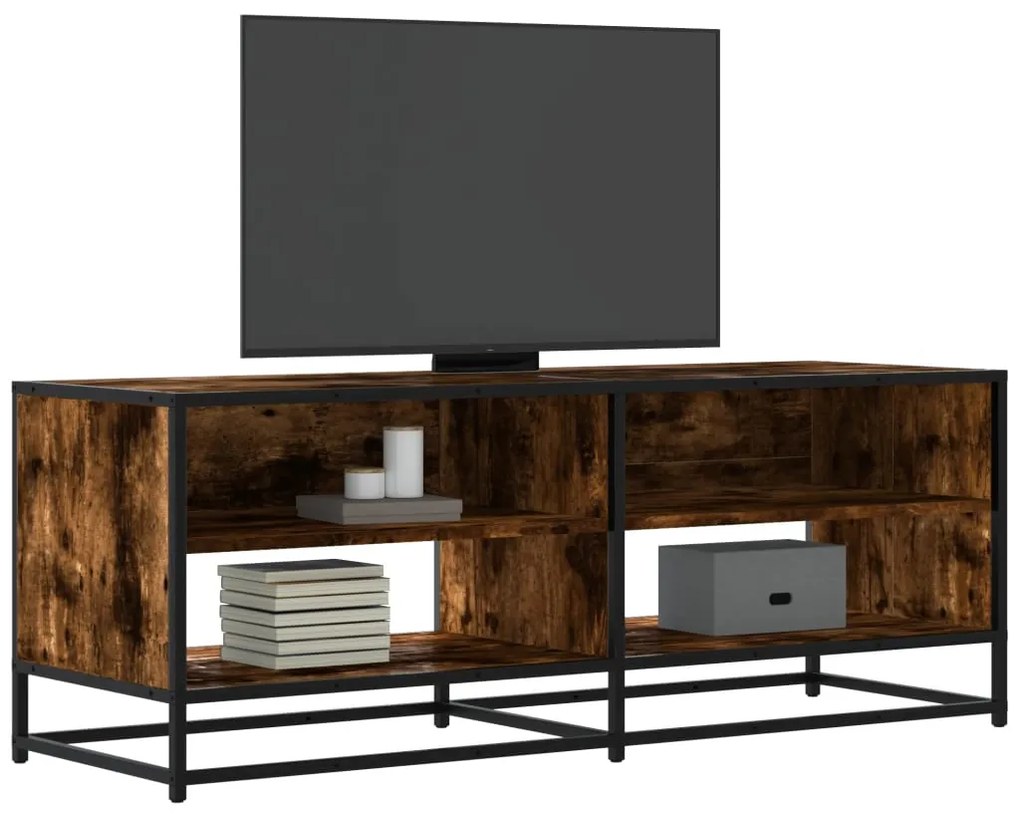 Mobile Tv Rovere Fumo 120,5x40x46cm Legno Multistrato E Metallo /