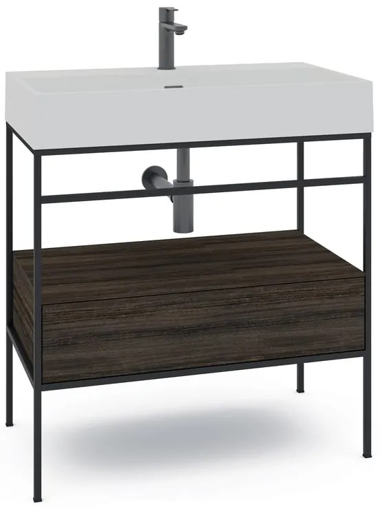 Mobile bagno con lavabo L 60 x H 89 x P 45.5 cm nero per vasca centrale Outline