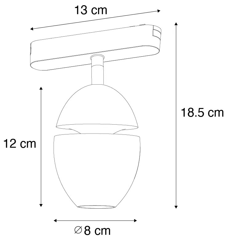 Faretto moderno nero per sistema binario monofase con LED incluso - Magnetic Eggy