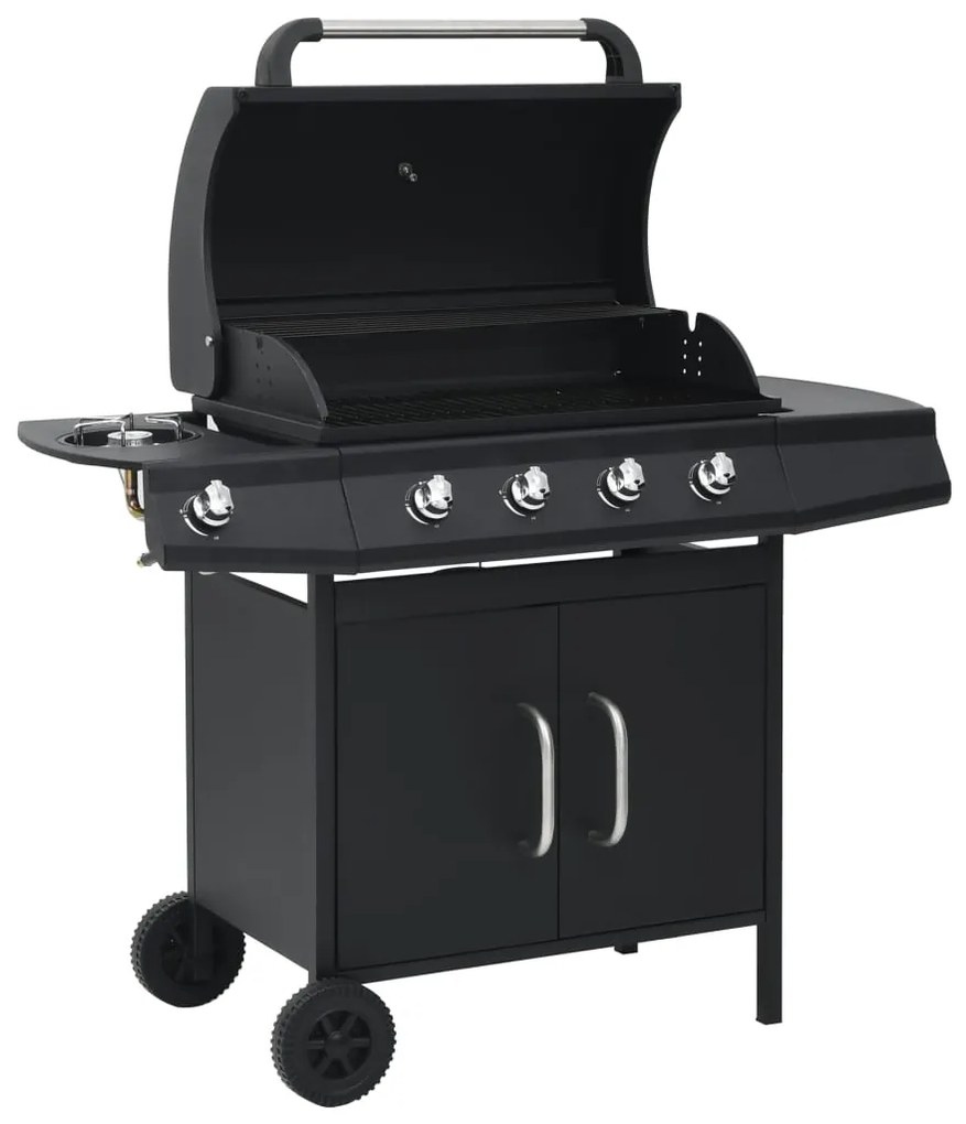 Barbecue E Griglia A Gas 4+1 Fornelli Nero İn Acciaio /