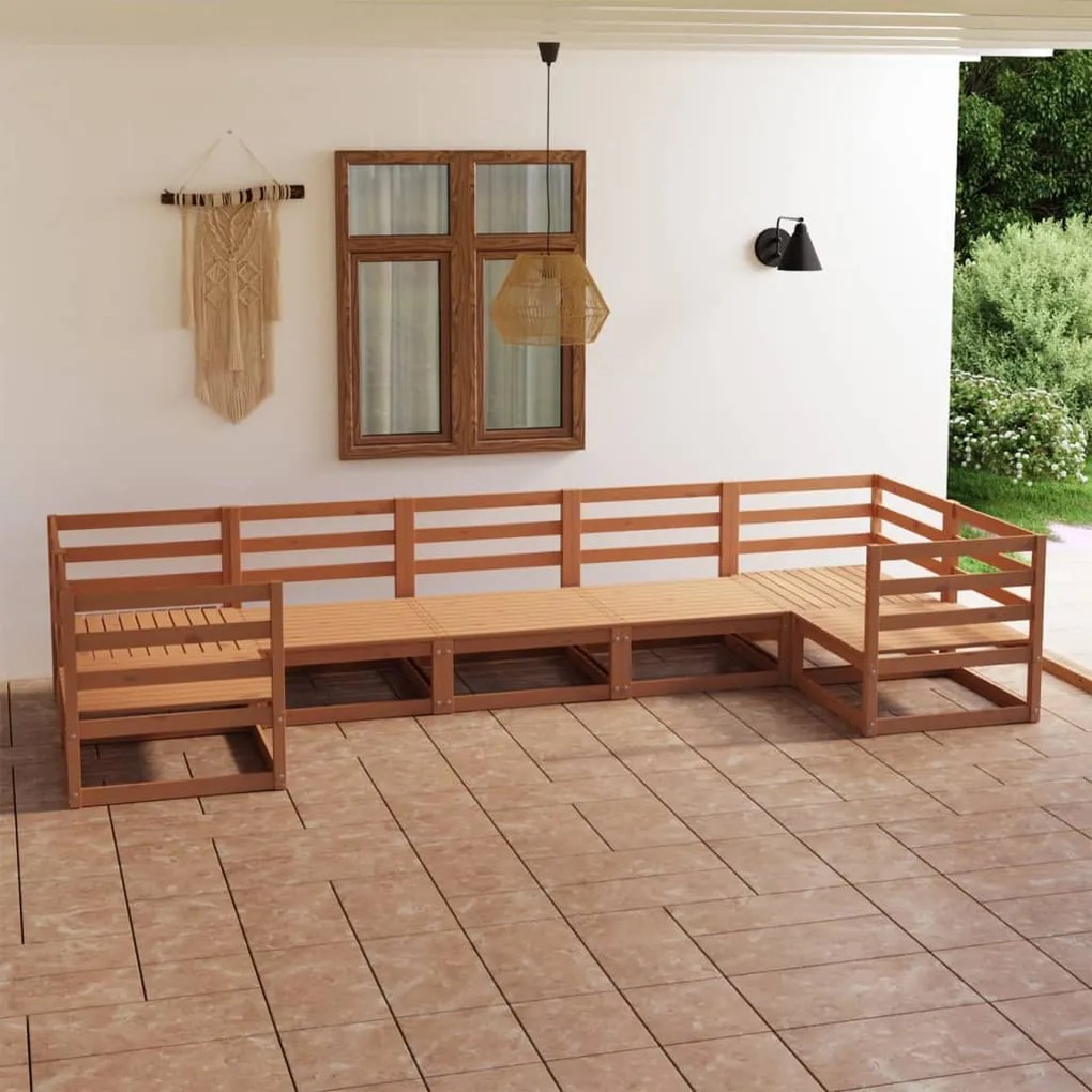 Set Salotto da Giardino 7 pz in Legno Massello di Pino