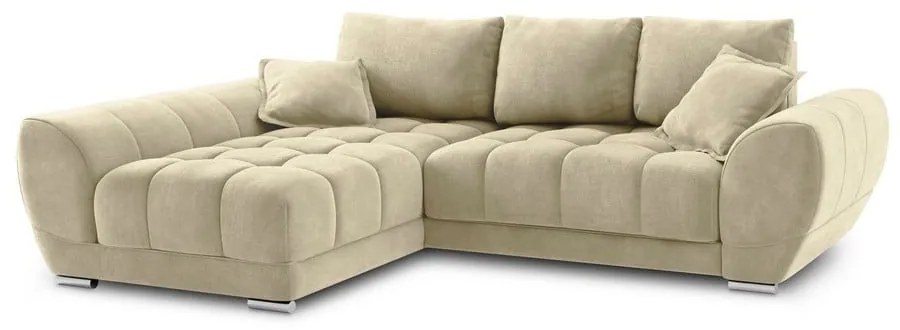 Divano letto angolare beige con rivestimento in velluto, angolo sinistro Nuage - Windsor &amp; Co Sofas