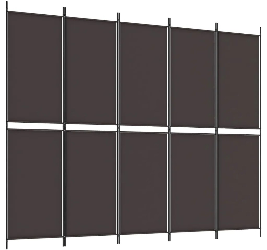 Divisorio a 5 pannelli marrone 250x200 cm in tessuto