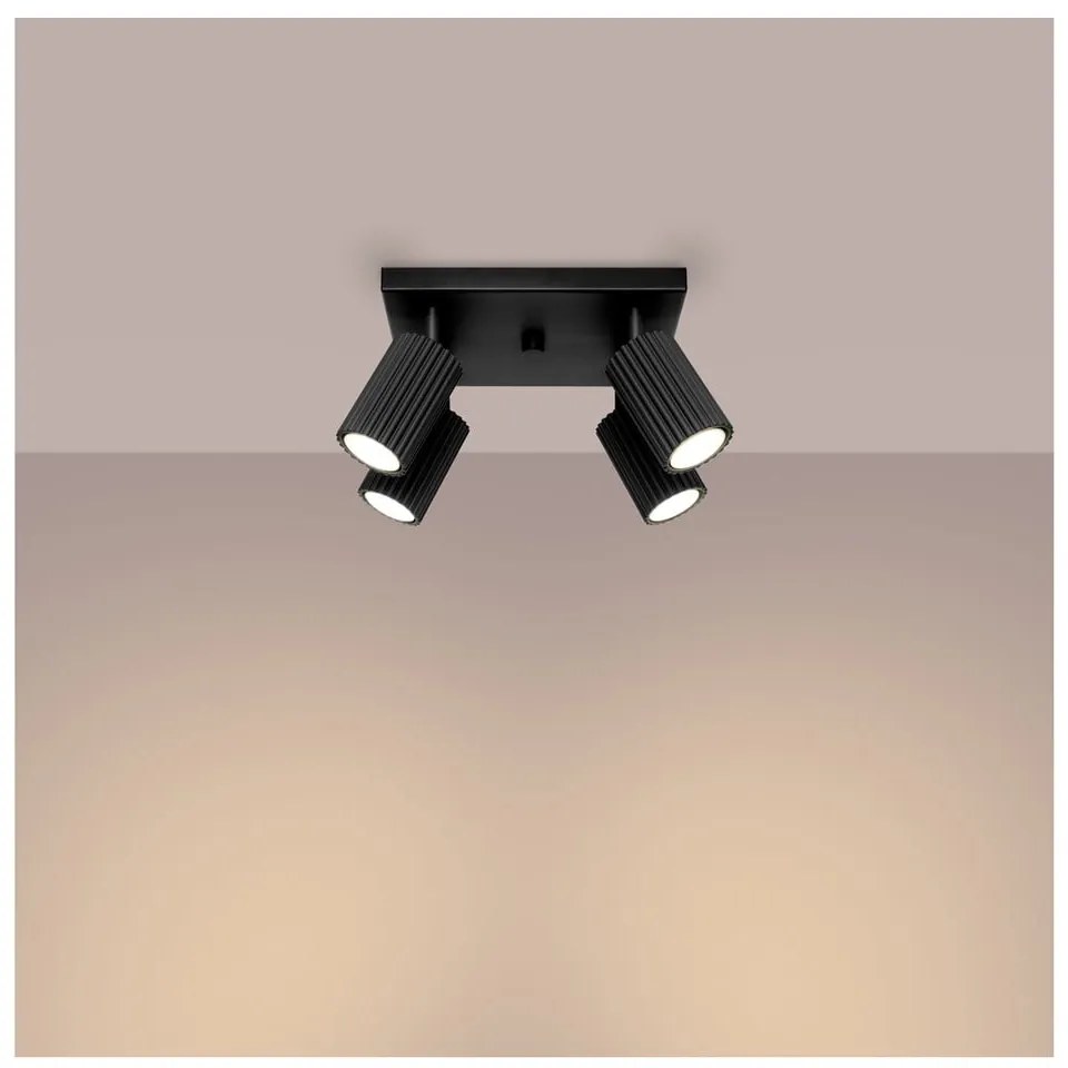 Faretto nero in metallo ø 6,5 cm Gleam – Sollux