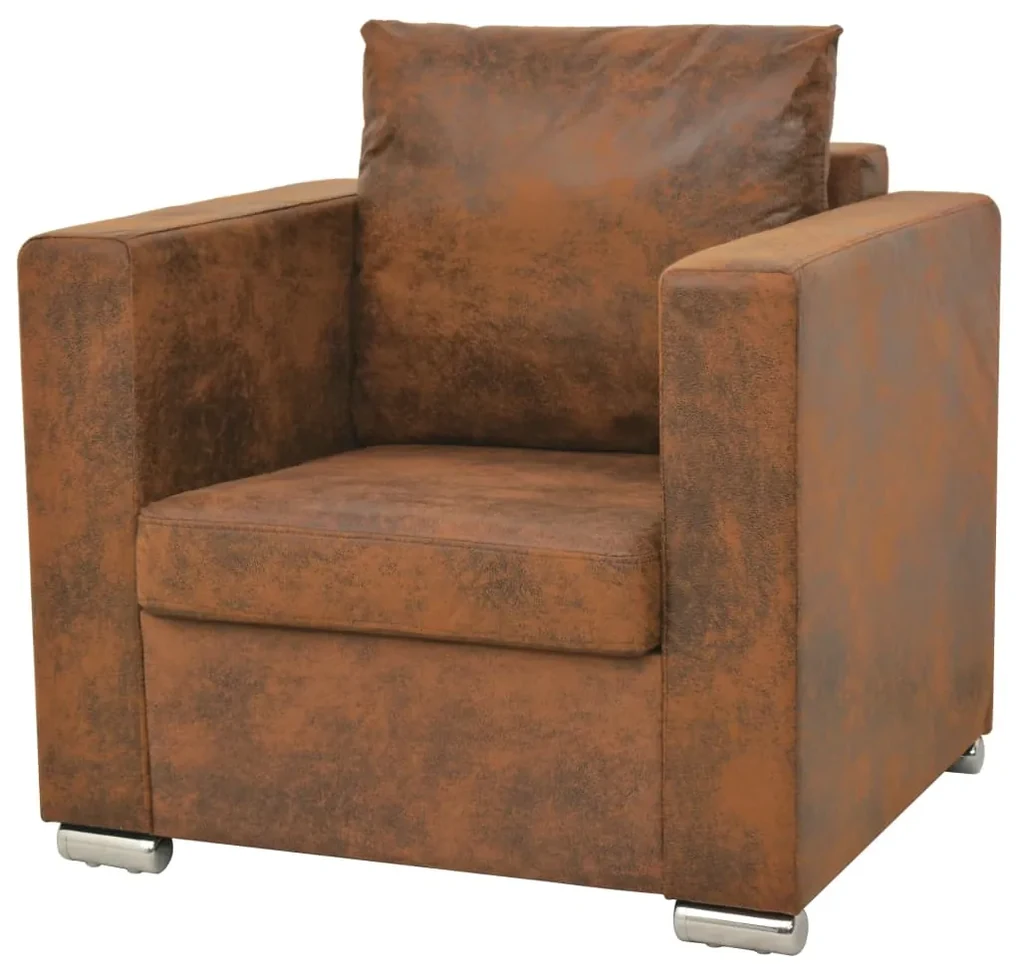 Divani set 3 pz in pelle scamosciata artificiale