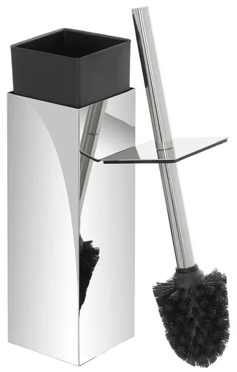 Portascopino quadrato in acciaio inox 304 con setole nere e secchio estraibile