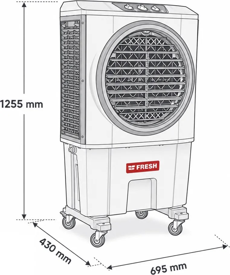 Raffrescatore evaporativo portatile ad acqua 60 litri Fresh