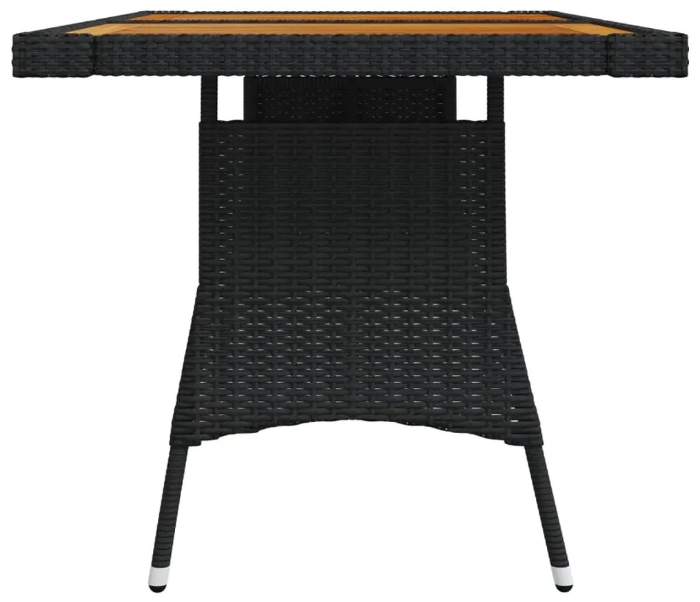 Tavolo giardino nero 130x70x72cm polyrattan e massello d&#039;acacia