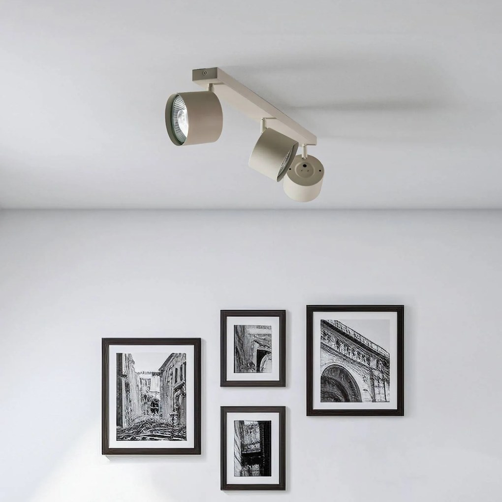 Argon Faretto da soffitto Chloe orientabile a 3 luci, beige