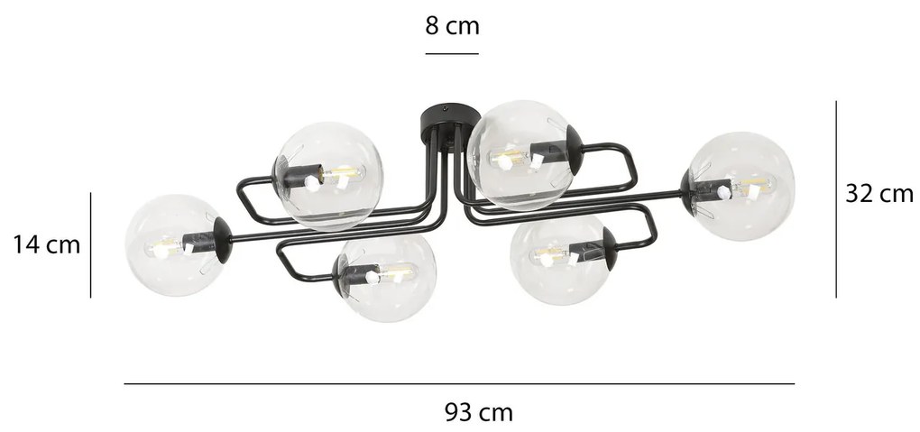 Lampadario da soffitto BRENDI 6 in acciaio e vetro 6xE14