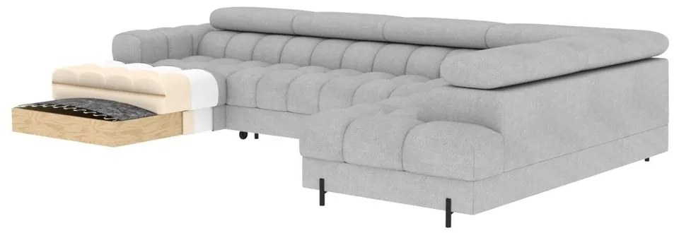 Divano angolare color crema allungabile (con penisola a destra/a U) con rivestimento in bouclé Feraria – ELTAP