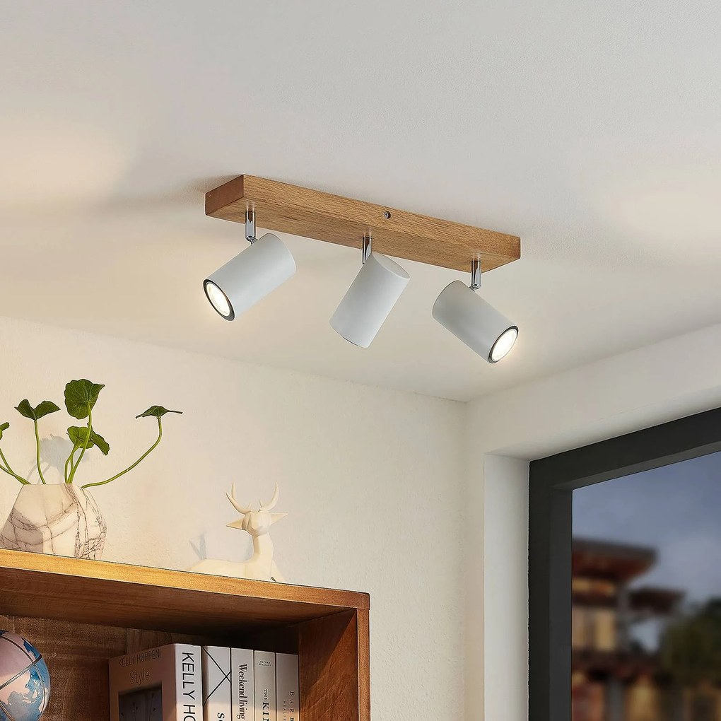 Faretto da soffitto Lindby Maniva, 44 cm, a 3 luci, bianco, GU10