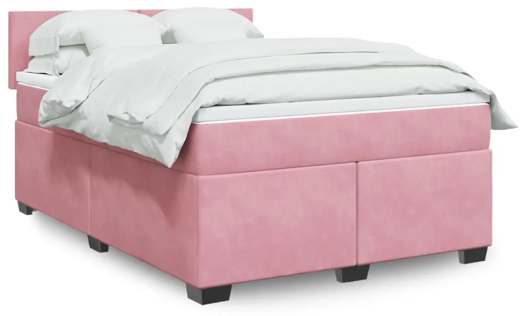 Giroletto A Molle Con Materasso Rosa 140x190 Cm İn Velluto /