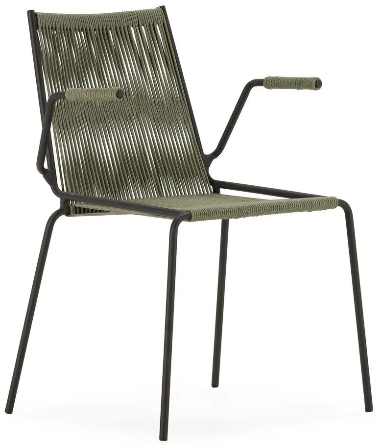 Sedie da pranzo in set verdi in metallo con braccioli/impilabili 2 pz Emily – Marckeric