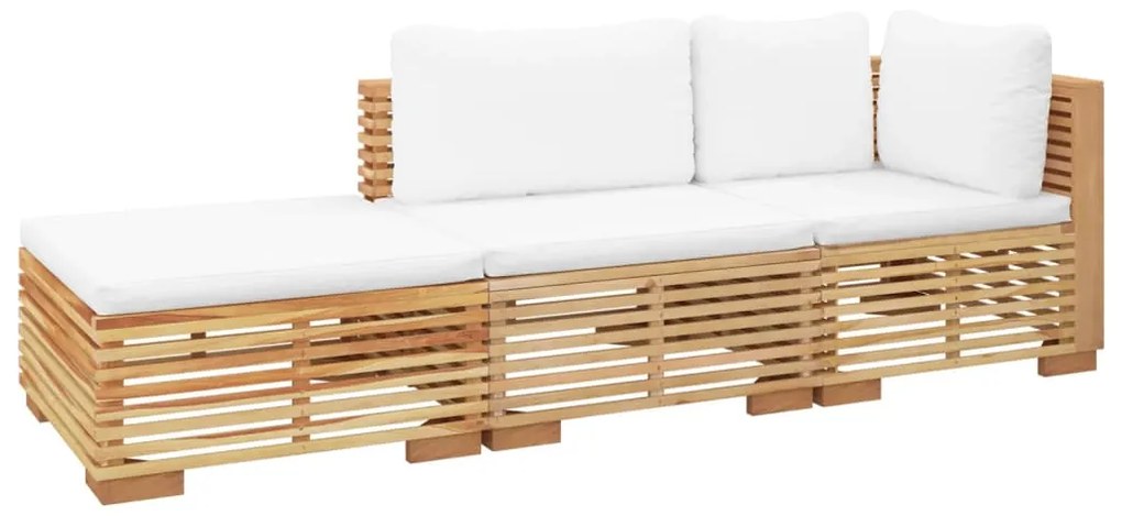 Set divani da giardino 3 pz con cuscini legno massello di teak