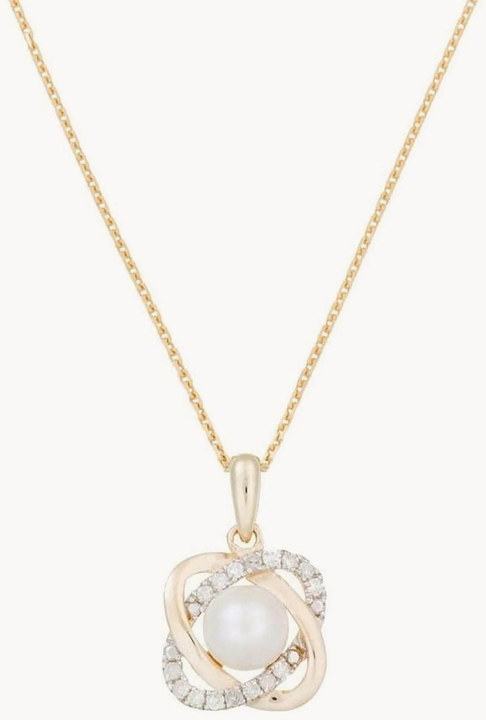 Collana placcata in oro con ciondolo in oro giallo, diamanti e perle Gostivar