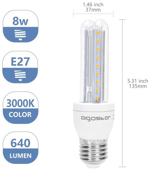 Lampadina LED B5 E27/8W/230V 3000K - Aigostar
