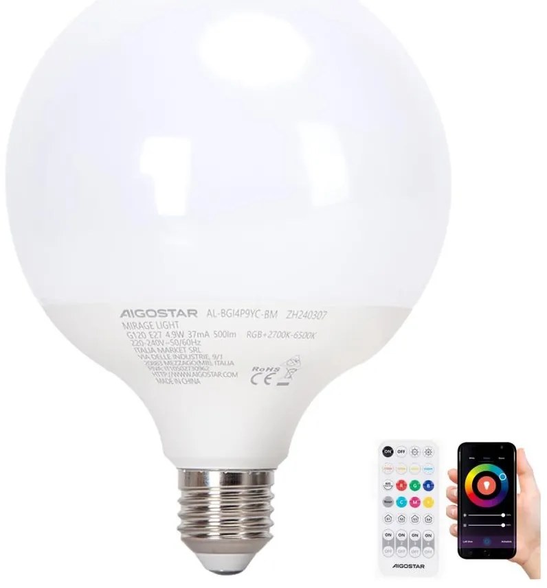 Lampadina LED RGBW dimmerabile MESH G120 E27/4,9W/230V 2700-6500K + +TC - Aigostar