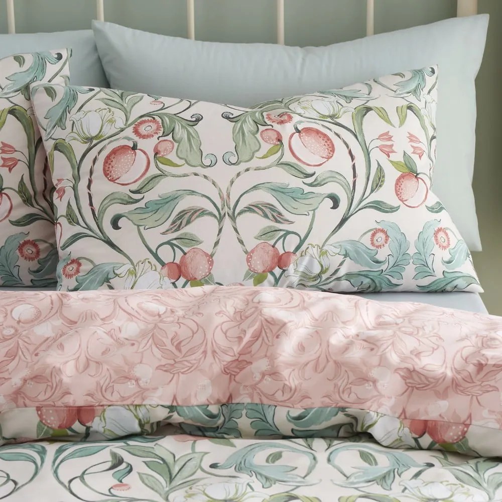 Biancheria da letto singola verde-rosa 135x200 cm Clarence Floral - Catherine Lansfield