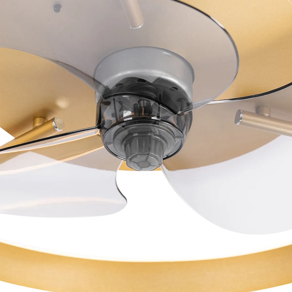 Ventilatore da soffitto ottone 50 cm con LED dimmerabile con telecomando - Maddy
