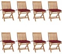 Sedie da Giardino Pieghevoli con Cuscini 8 pz Massello di Teak 3072885