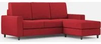 Divano 3 Posti con Pouf 208x155x85 cm Sakar in Tessuto Rosso