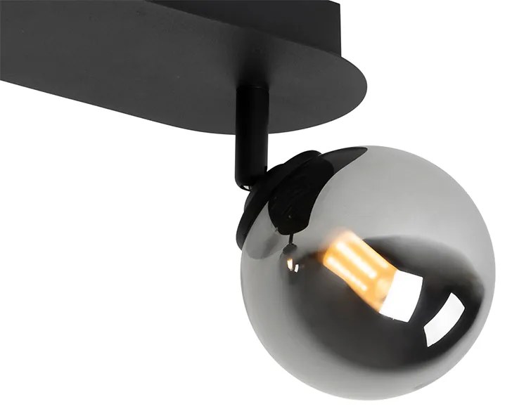 Faretto moderno nero con vetro fumé 2 luci - ATHENAS