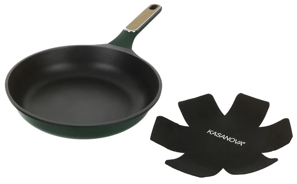 Padella antiaderente 28 cm verde con salvapadella