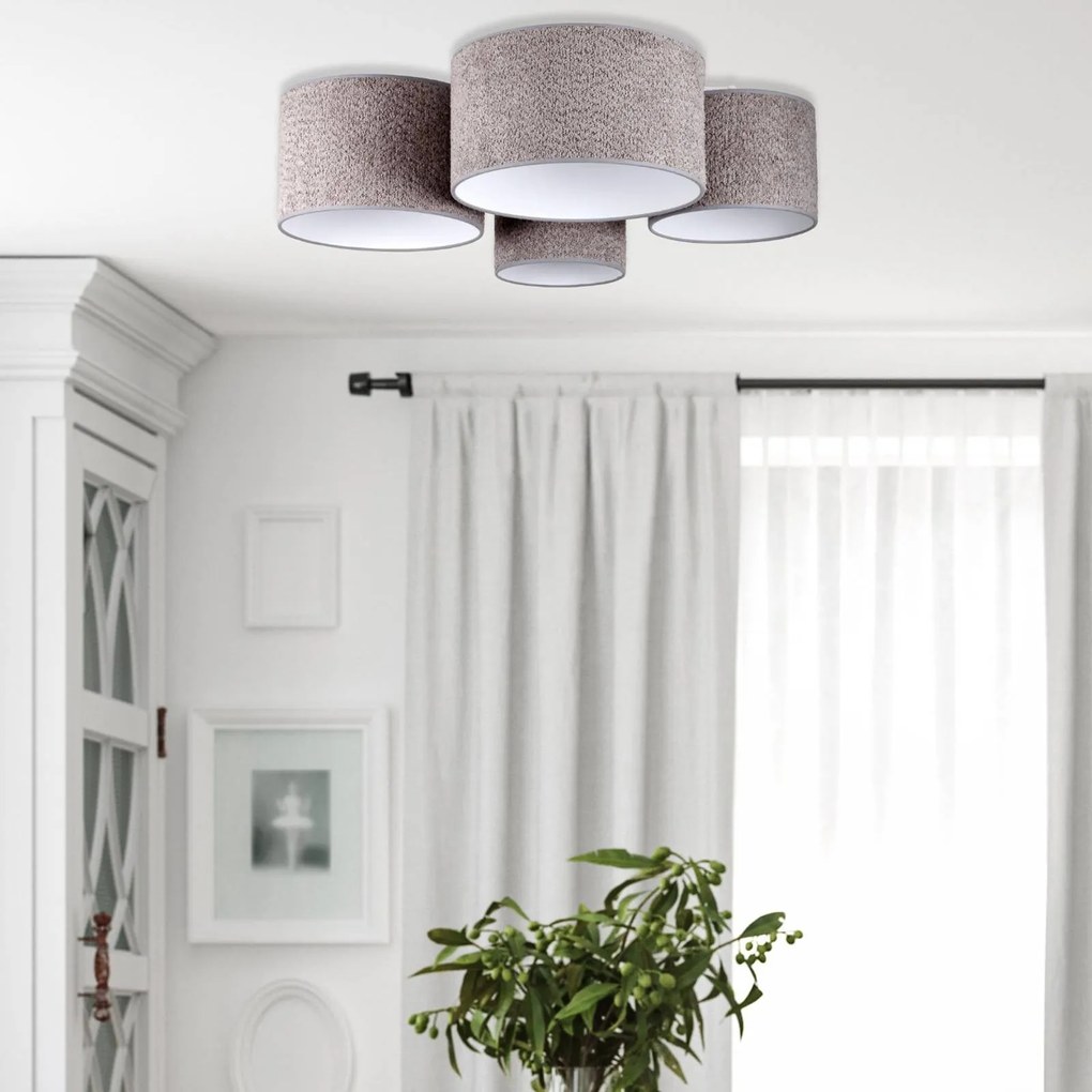 Euluna Plafoniera Boucle con quattro paralumi, grigio