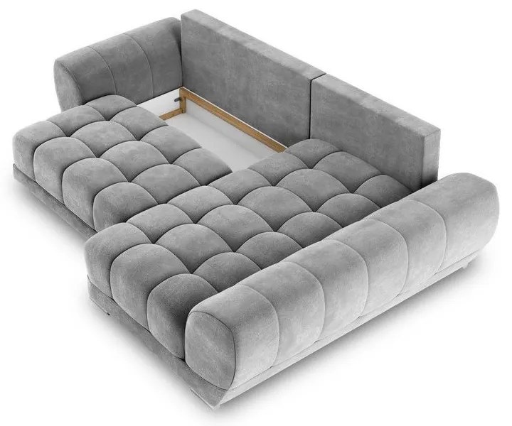 Divano letto angolare grigio con rivestimento in velluto, angolo destro Nuage - Windsor &amp; Co Sofas